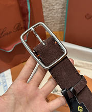 Okify Loro Piana Balloon Dark Brown Suede Men Belt 3.5cm  - 2