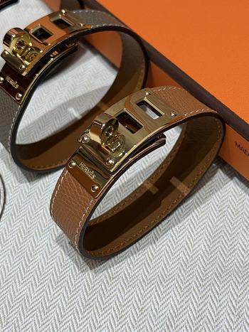 Okify Hermes Collier de Chien Barenia Brown Bracelet 
