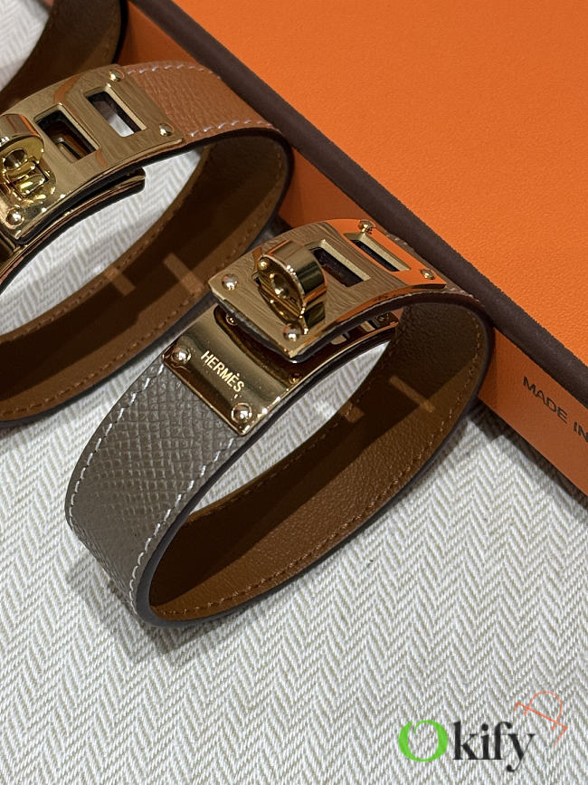 Okify Hermes Collier de Chien Barenia Gray Bracelet  - 1