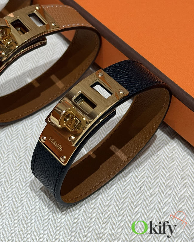 Okify Hermes Collier de Chien Barenia Black Bracelet  - 1