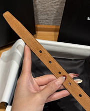 Okify YSL Brown Suede Belt With Silver Hardware 2cm - 6