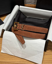 Okify YSL Dark Brown Suede Belt With Gold Hardware 2cm - 4
