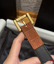 Okify YSL Dark Brown Suede Belt With Gold Hardware 2cm - 5