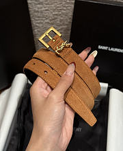 Okify YSL Brown Suede Belt With Gold Hardware 2cm - 6