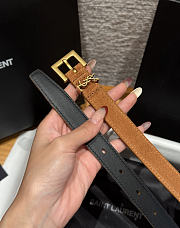 Okify YSL Brown Suede Belt With Gold Hardware 2cm - 5