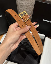 Okify YSL Brown Suede Belt With Gold Hardware 2cm - 3