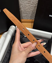 Okify YSL Brown Suede Belt With Gold Hardware 2cm - 4