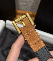 Okify YSL Brown Suede Belt With Gold Hardware 2cm - 2