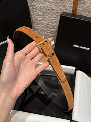 Okify YSL Brown Suede Belt With Gold Hardware 2cm - 1