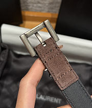 Okify YSL Chocolate Brown Suede Belt With Silver Hardware 2cm - 3