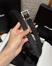 Okify YSL Black Suede Belt With Silver Hardware 2cm - 6