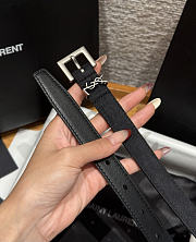 Okify YSL Black Suede Belt With Silver Hardware 2cm - 4