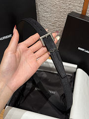 Okify YSL Black Suede Belt With Silver Hardware 2cm - 1