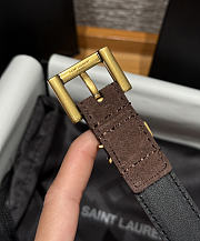 Okify YSL Chocolate Brown Suede Belt With Gold Hardware 2cm - 4