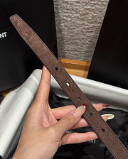 Okify YSL Chocolate Brown Suede Belt With Gold Hardware 2cm - 5