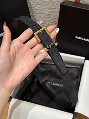 Okify YSL Black Suede Belt With Gold Hardware 2cm - 1
