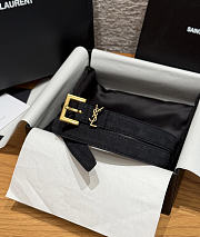 Okify YSL Black Suede Belt With Gold Hardware 2cm - 3