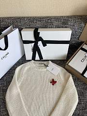 Okify Celine White Sweater With Red Logo  - 4