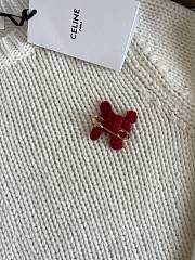 Okify Celine White Sweater With Red Logo  - 2