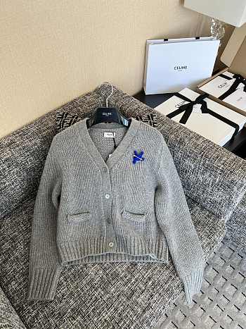 Okify Celine White Sweater With Blue Logo 