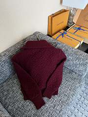 Okify Louis Vuitton Red Burgundy Knit Zip-Up Jacket - 2