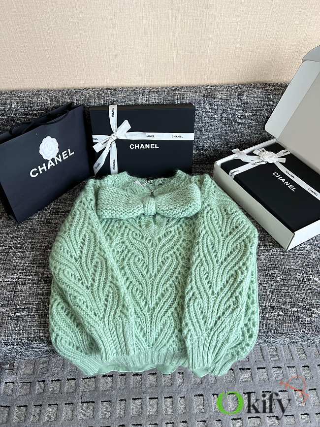 Okify CC Green Mint Sweater With Bow  - 1