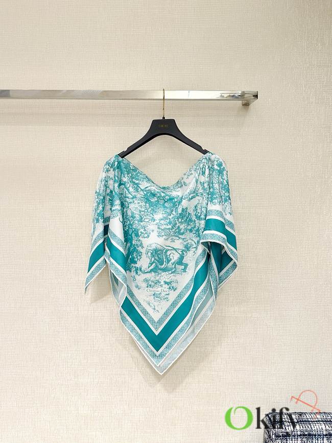 Okify Dior Blue Silk Cover-Up Top - 1