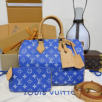 Okify Louis Vuitton Speedy Bag In Dark Blue Ostrich M21122 32x18x22.5cm