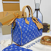 Okify Louis Vuitton Speedy Bag In Dark Blue Ostrich M21122 32x18x22.5cm - 3