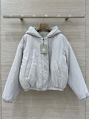 Okify Canada Goose Gray Reversible Teddy Bear Plush Hooded Jacket - 1