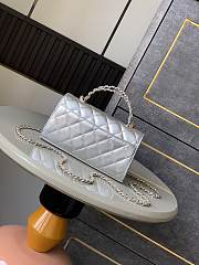 Okify CC 25s Kelly Bag In Silver With Cross Handle 18x10x4.5cm - 6