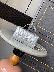 Okify CC 25s Kelly Bag In Silver With Cross Handle 18x10x4.5cm - 1