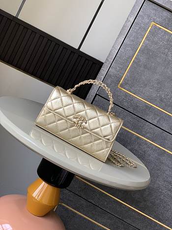 Okify CC 25s Kelly Bag In Gold With Cross Handle 18x10x4.5cm