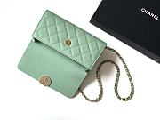 Okify CC 25s Kelly Bag In Green Mint Caviar With Cross Handle 18x10x4.5cm - 6