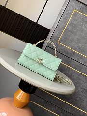 Okify CC 25s Kelly Bag In Green Mint Caviar With Cross Handle 18x10x4.5cm - 1