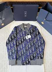 Okify Dior Gray Oblique Zip Up Cardigan  - 1