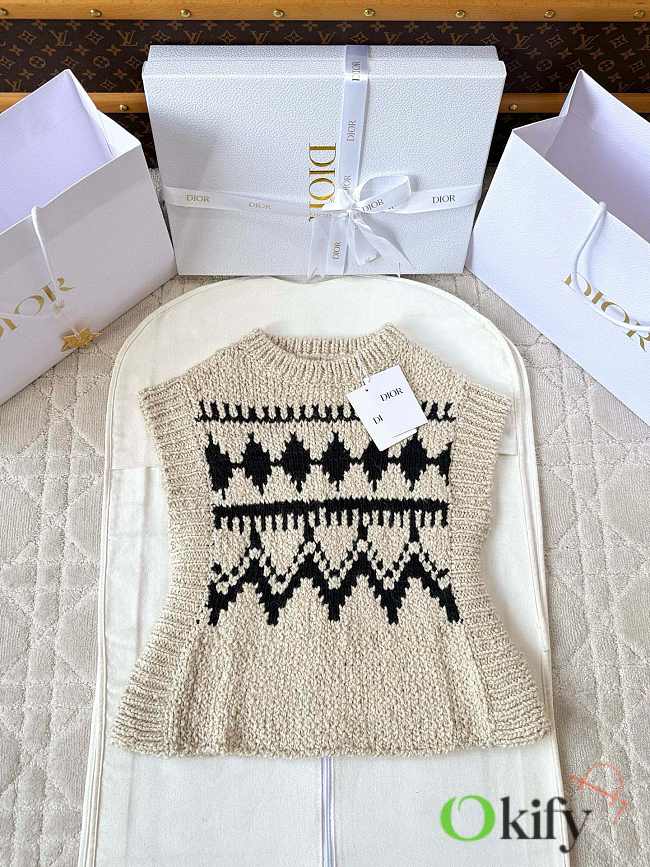 Okify Dior Knitted Sleeveless Tank Top Sweater - 1