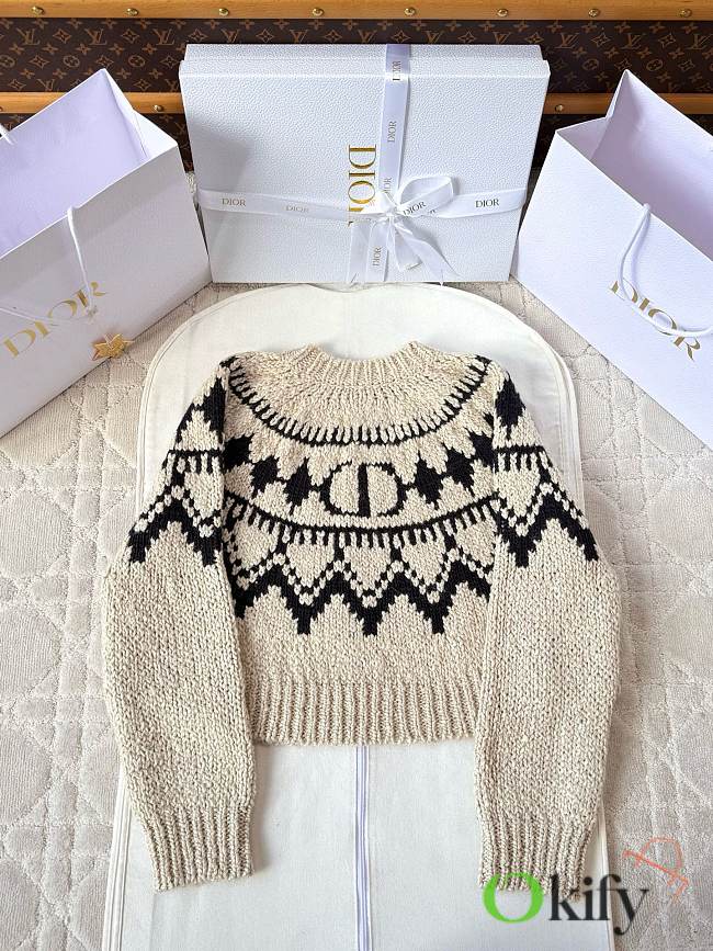 Okify Dior Beige Knitted Sweater  - 1