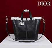 Okify Dior Toujours Vertical Medium Tote Bag In Black Calfskin With Fur 23x25x11cm - 3