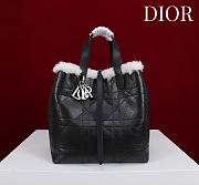 Okify Dior Toujours Vertical Medium Tote Bag In Black Calfskin With Fur 23x25x11cm - 1