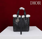Okify Dior Toujours Vertical Small Tote Bag In Black Calfskin With Fur 18.5x18.5x12cm - 1