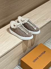 Okify Louis Vuitton Light Brown Fur Sneakers For Women - 1