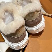 Okify Louis Vuitton Light Brown Fur Sneakers For Women - 2