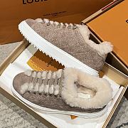Okify Louis Vuitton Light Brown Fur Sneakers For Women - 3