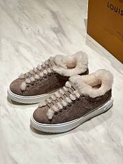 Okify Louis Vuitton Light Brown Fur Sneakers For Women - 6