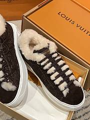 Okify Louis Vuitton Dark Brown Fur Sneakers For Women - 5