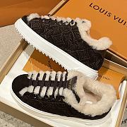 Okify Louis Vuitton Dark Brown Fur Sneakers For Women - 4