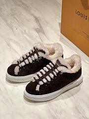 Okify Louis Vuitton Dark Brown Fur Sneakers For Women - 2