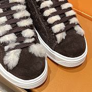 Okify Louis Vuitton Dark Brown Fur Sneakers For Women - 3