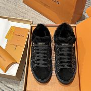 Okify Louis Vuitton Black Fur Sneakers For Women - 5